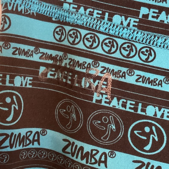 Zumba brand black/teal Patterned Leggings sz large - Picture 3 of 4